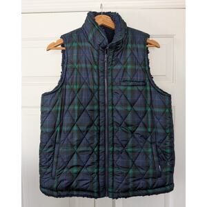 Crown & Ivy Reversible Plaid Fleece Puffy Vest